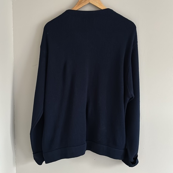Vintage IZOD Knit Navy Blue Deep V-Neck Grandpa Sweater Cardigan Made In… - Picture 3 of 8